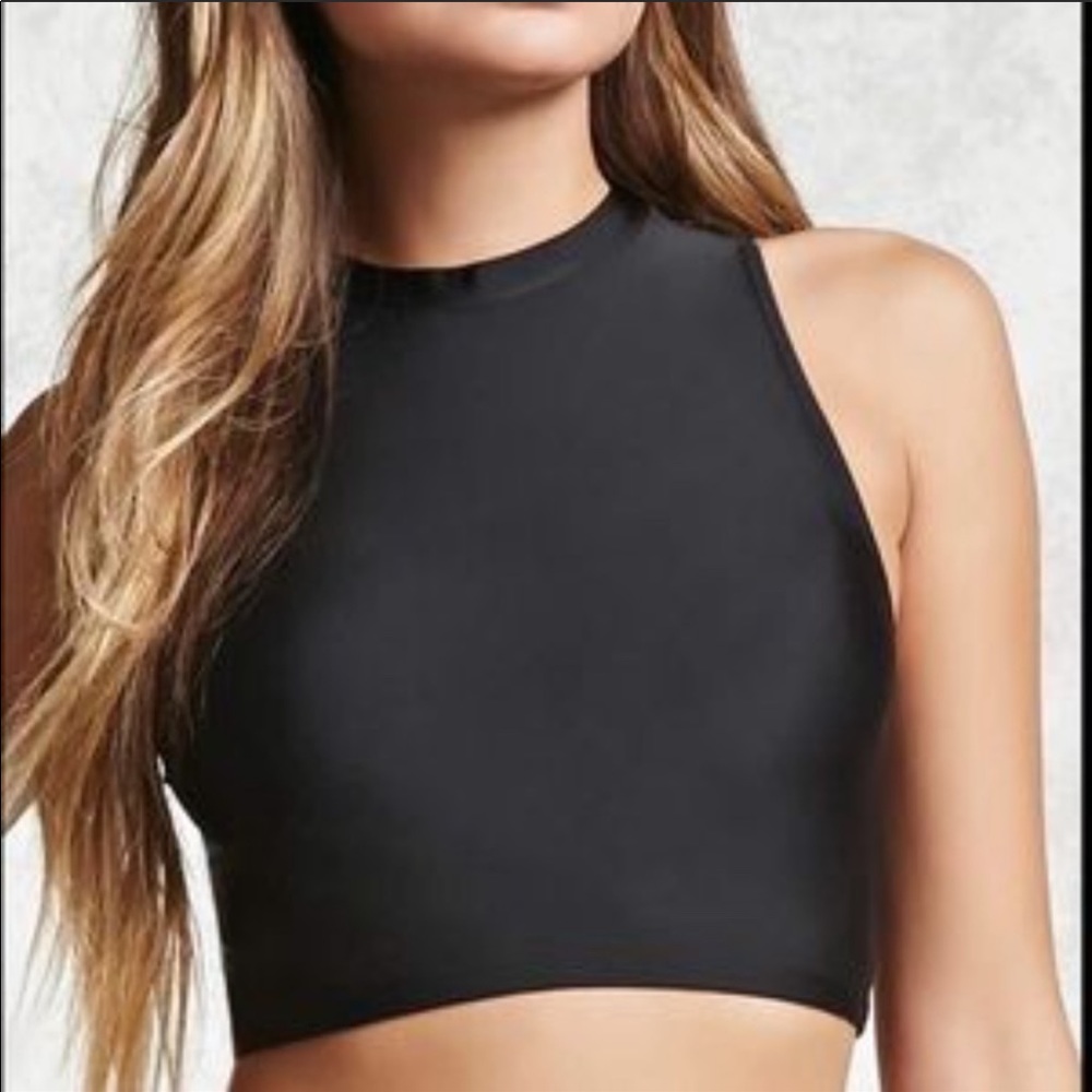 Forever 21 Black Crop Bikini Top M - Picture 2 of 5